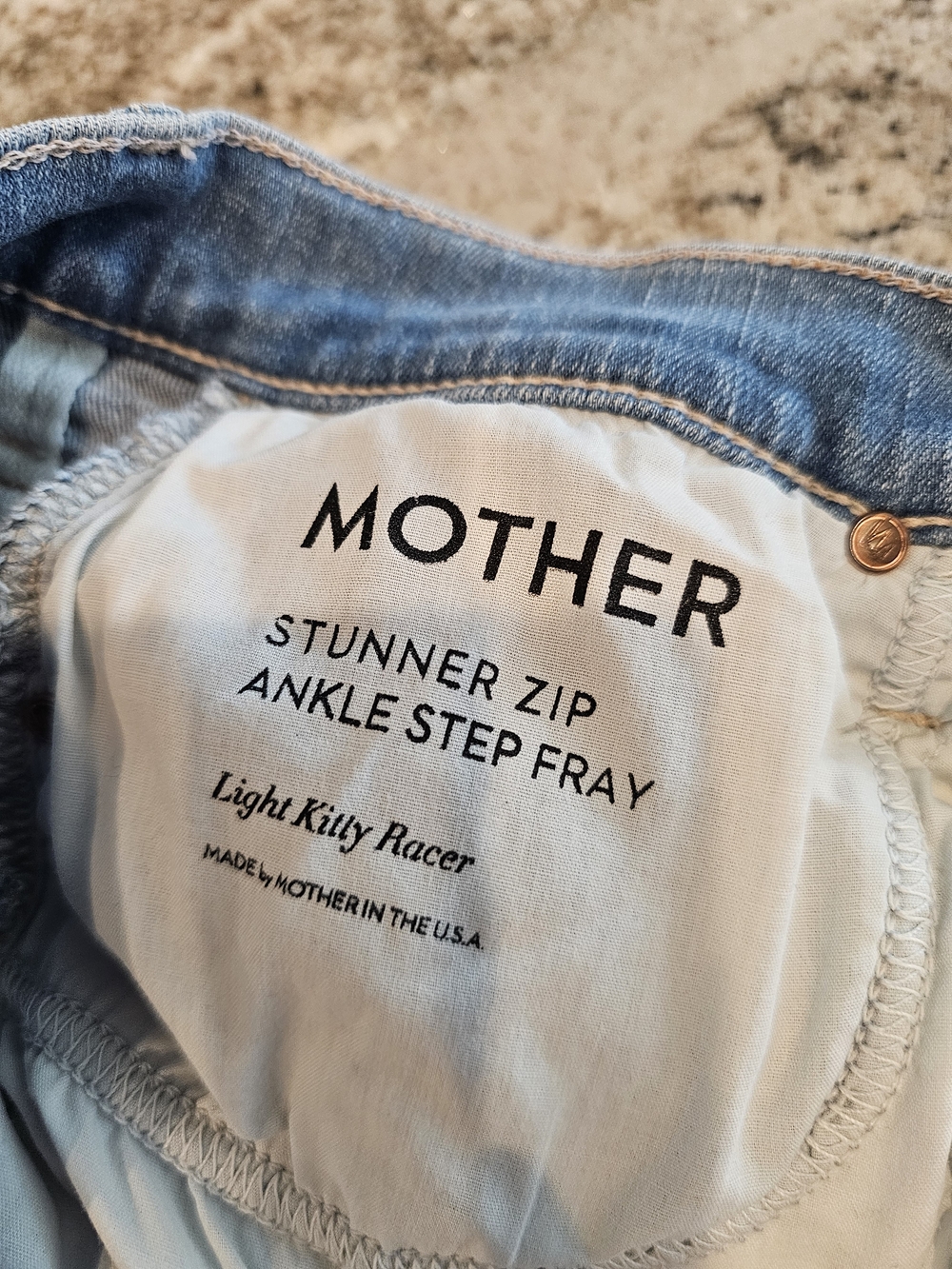 MOTHER  Light kitty Racer Stunner Zip Ankle Step Fray size 26 - Picture 9 of 11